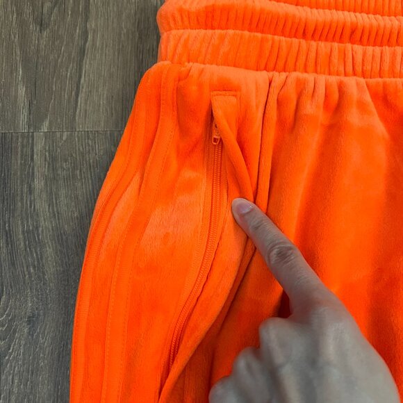 ADIDAS X Jeremy Scott Velour Mini Skirt Orange Y2K Collab Sz M - Picture 5 of 12